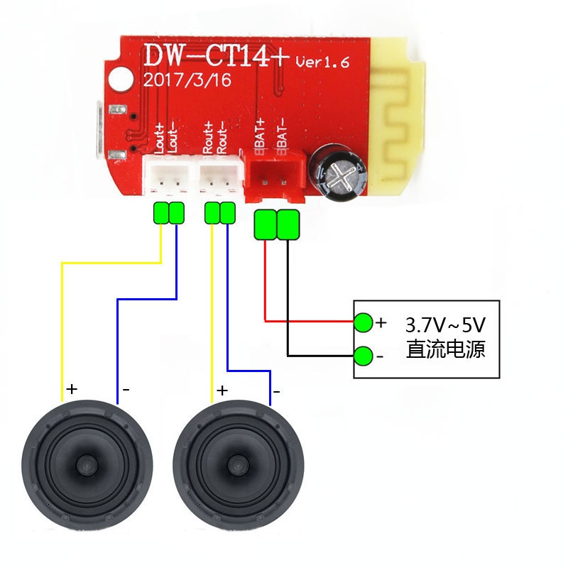 ماژول آمپلی فایر استریو 2x5W بلوتوثی مدل CT14 / JZ-B5W2 با پورت شارژ Micro USB