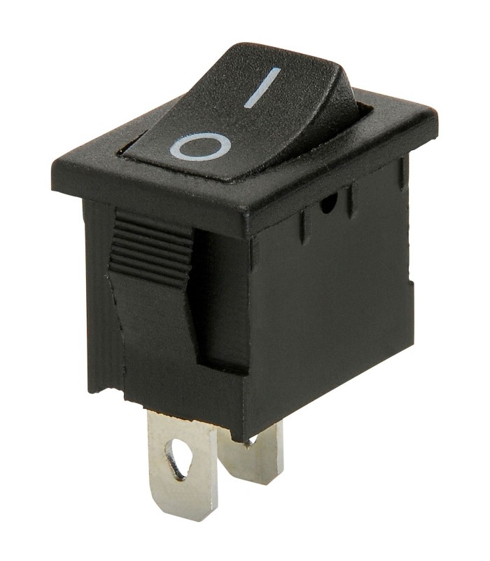 کلید راکر 2 پایه 2 حالته بدون چراغ مشکی 22x15x13mm کلید راکر 2 پایه 2 حالته بدون چراغ مشکی 22x15x13mm