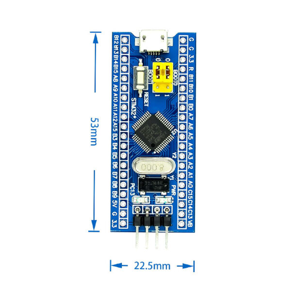 برد توسعه و مینی هدر برد مدل STM32F103C8T6 Blue Pill با پین هدر