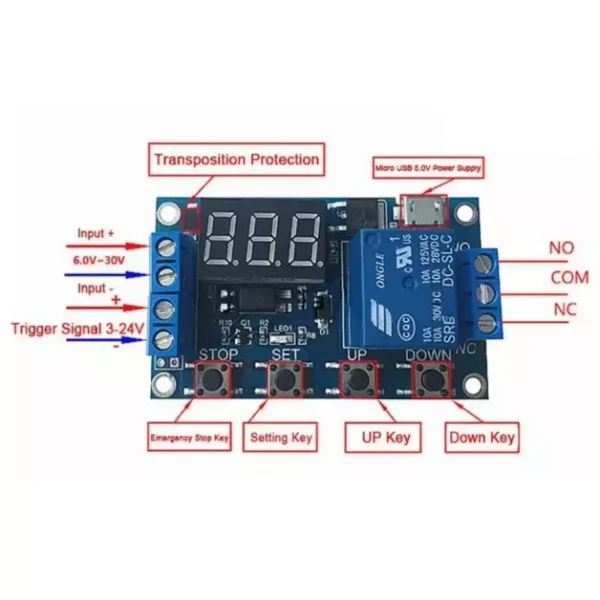 ماژول تایمر دیجیتال XY-J02 با نمایشگر سون سگمنت و پورت Micro-USB فروش عمده (بسته 10 عددی) - تصویر 2