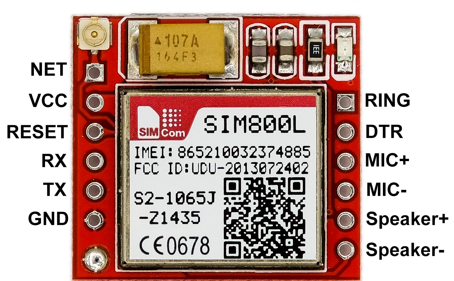 ماژول میکرو سیم کارت SIM800L چهار بانده TTL ماژول سیم کارت چهار باند SIM800L های کپی برد قرمز فروش عمده (بسته 10 عددی) - تصویر 1