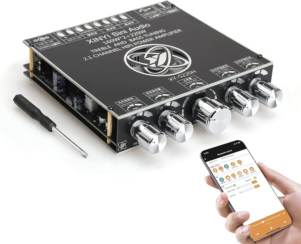 ماژول آمپلی فایر بلوتوثی استریو 2X160W + 220W با ساب ووفر مدل XY-S220H چیپ TDA7498E ماژول آمپلی فایر بلوتوثی استریو 2X160W + 220W با ساب ووفر مدل XY-S220H چیپ TDA7498E