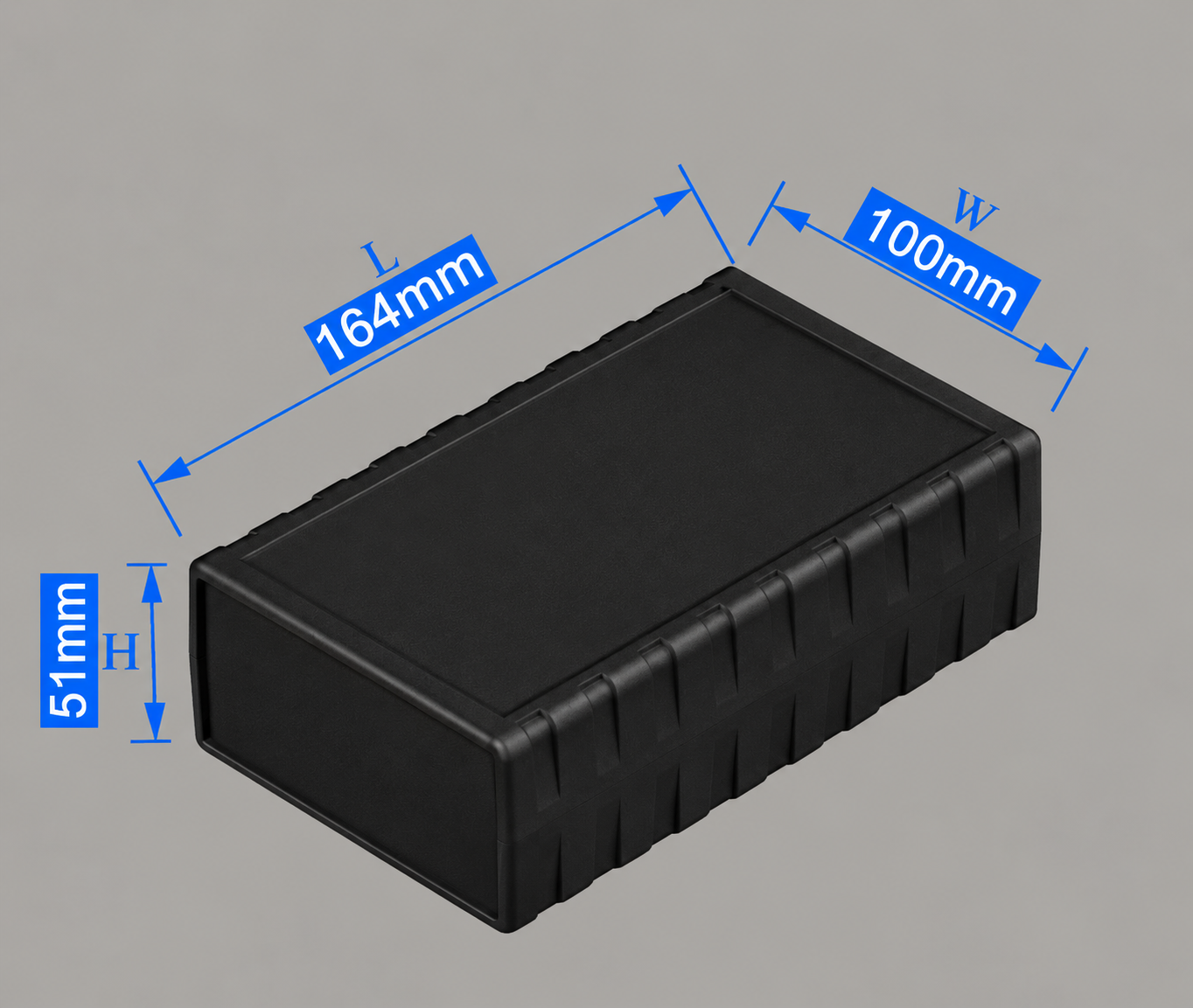 Black Enclosure Dimension Diagram جعبه رومیزی چهار تکه 2007 مشکی L164*W100*H51mm - تصویر 1