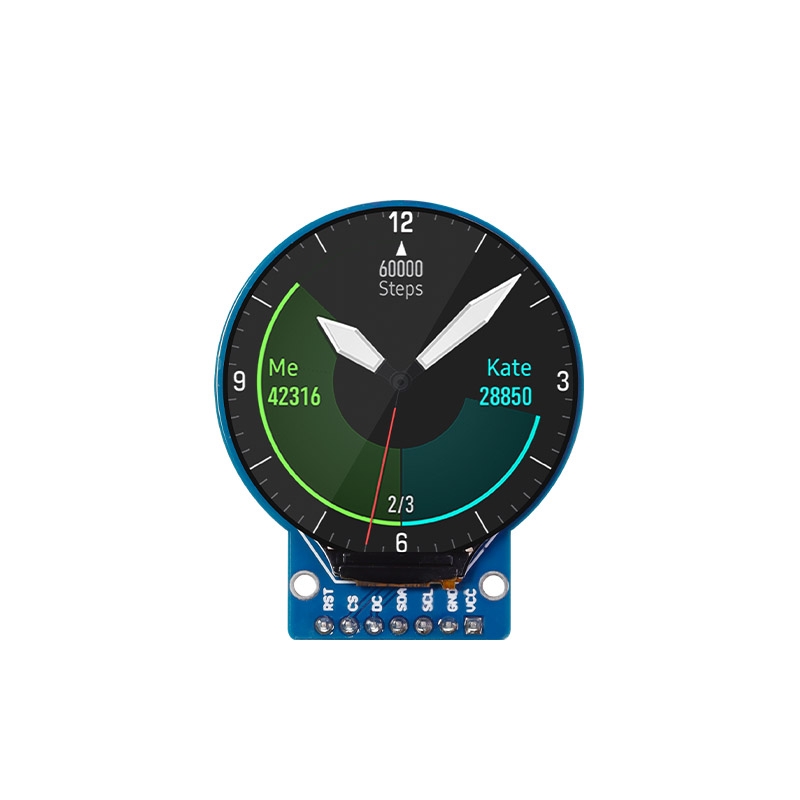 نمایشگر LCD رنگی دایره ای TFT سایز 1.28 اینچ با رزولوشن 240×240 پیکسل