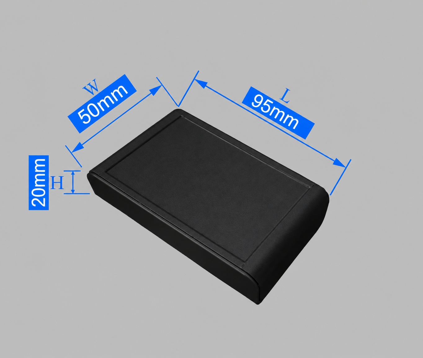 Black Electronics Enclosure Dimension Diagram